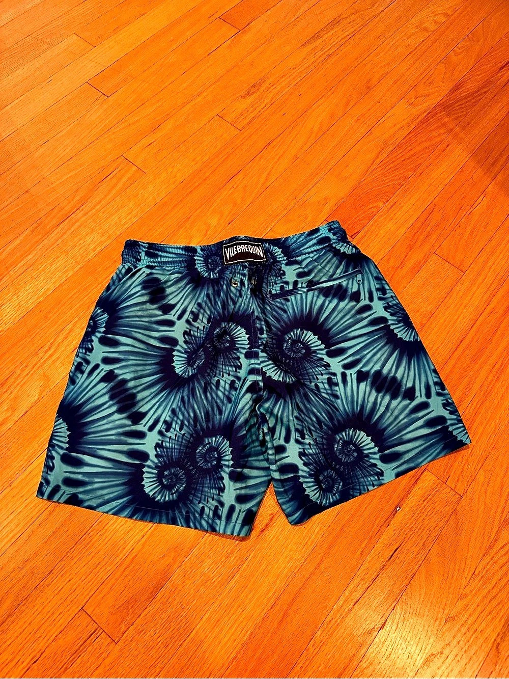 Vilebrequin Nautilus Tie-Dye Swim Trunks Green & Blue Medium